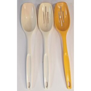 Vintage Foley Nylon Kitchen Utensils Set of 3 Slotted Solid Spoons Harvest Gold